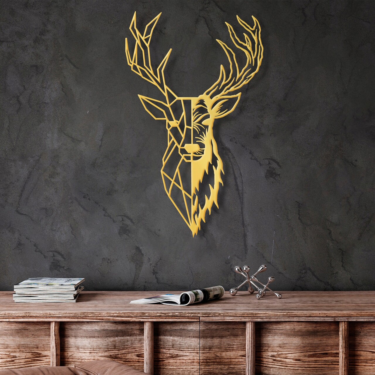 Decoratiune de perete, Red Deer 3, Dimensiune: 42 x 70 cm, Auriu - imagine 7